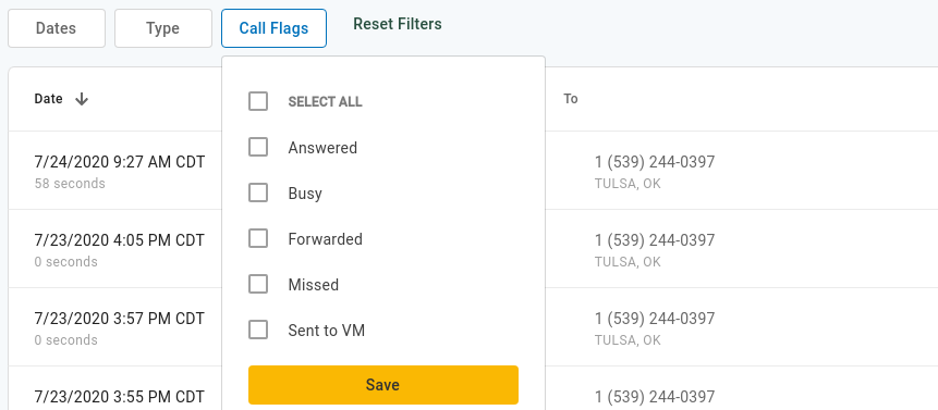 search by call flags